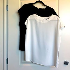 2 Express Blouses in Black and Off-White Size M